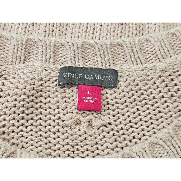 ALK Women's L Vince‎ Camuto Cotton Popcorn Sweater Light Pink Knit Pullover EUC - Picture 6 of 9